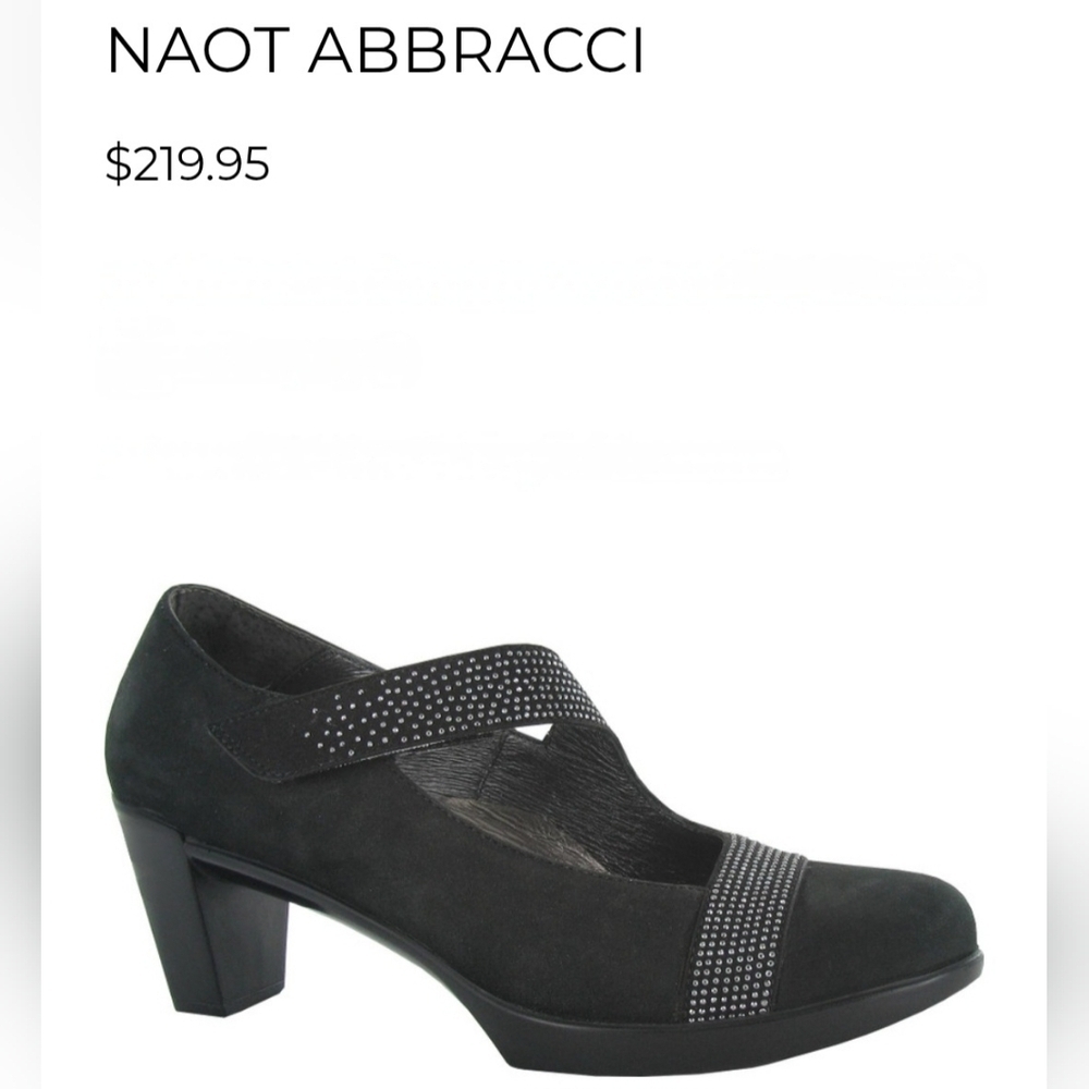 Naot Women's Abbracci Black & Silver Maryjane Heels Sz 41 US 10. NWOT